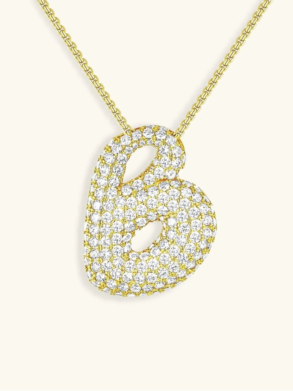 Avaria Bubble Initial "B" Diamond Necklace Gold